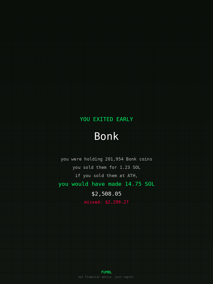 NovemberDee's tweet image. used fumbledbags.com to see how much i missed out on $Bonk bro actually gonna crash out                               

4L9FtxiTfU5FAiSmG5PP1QdndZxf6xf2pCGHPv5PvHFB
#trust 
#tree