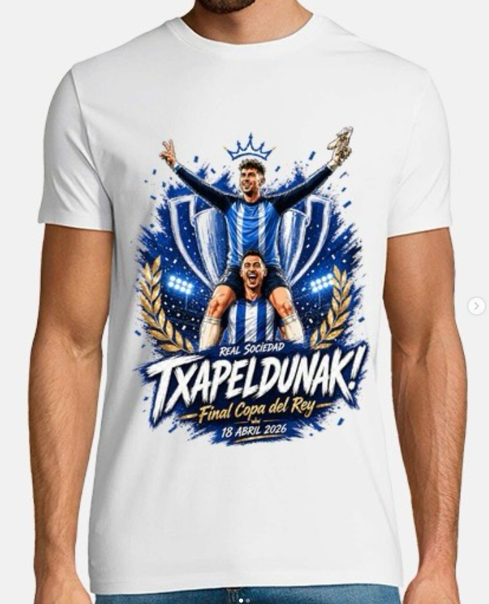 PolikiShop's tweet photo. Nos vieron en #Sevilla llevando nuestras camisetas en la #FinalCopaDelRey … y ahora no paráis de pedirlas. 💙🤍
Si tú también quieres el diseño que dio que hablar entre la afición de la #RealSociedad, ya puedes conseguirla.
🔥 Hazte con la tuya. https://t.co/4Q80YtJa4b