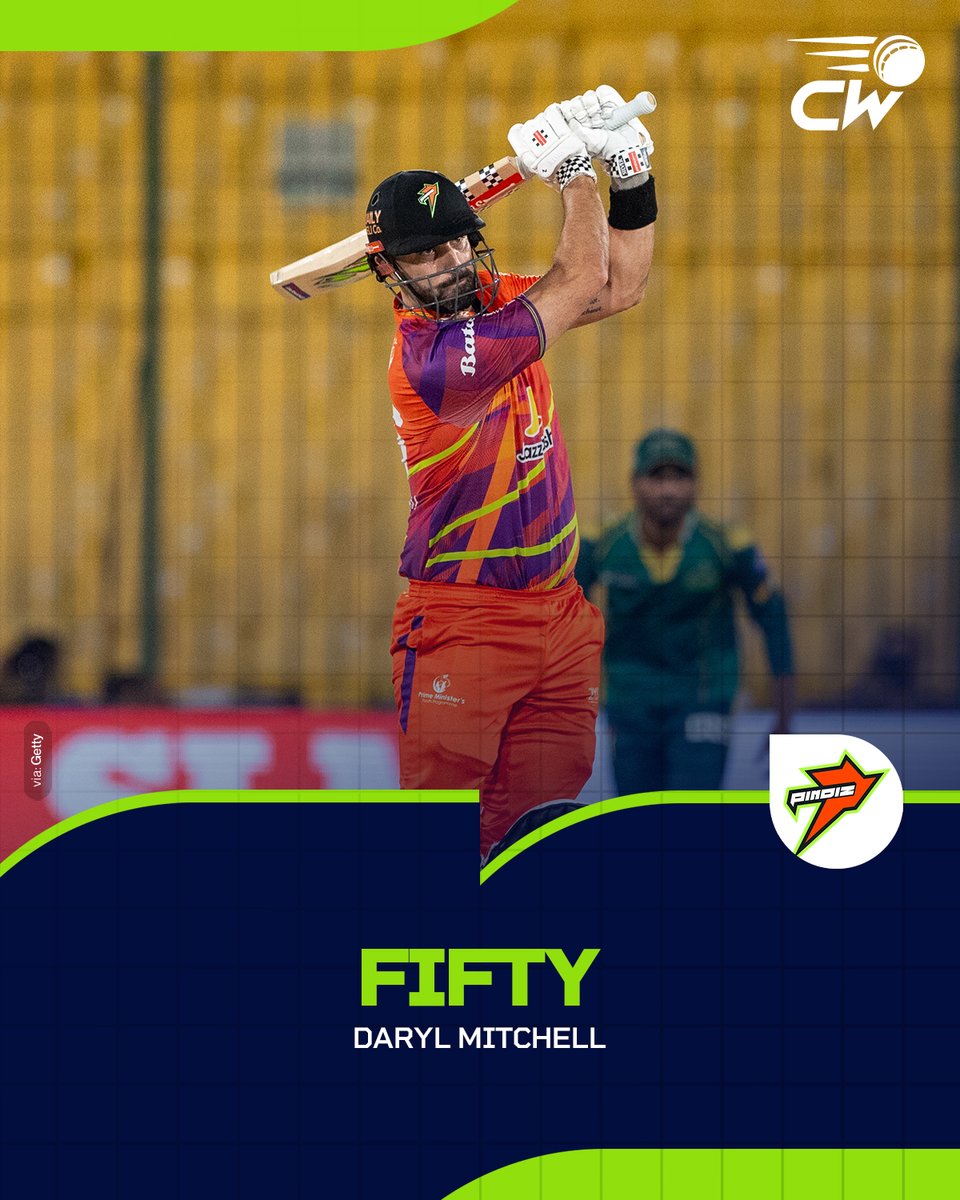 Cricwick's tweet photo. Daryl Mitchell brings up a solid fifty 💪🔥
#HBLPSL11 #NewEra #MSvRP #PSL2026 #Cricket https://t.co/xsdMErk565