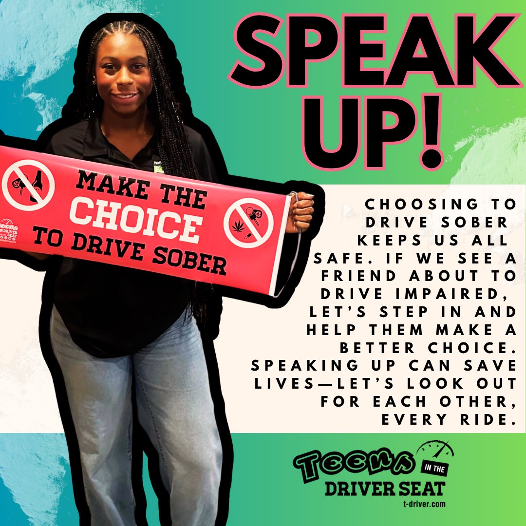 TeensDriverSeat's tweet image. 🚗💚 SPEAK UP. SAVE LIVES.

Choosing to drive sober keeps us all safe—but it doesn’t stop there.

👀 If we see a friend about to drive impaired, we step in.
📲 Call a ride, grab the keys, or help them find another way home.

#DriveLikeATexan 💚 #SafeDriving