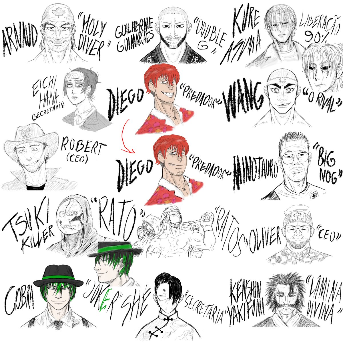 reylead_'s tweet photo. Npcs e chars de um #rpg de #KenganAshura e #kenganomega
#sketch #oc #characterdesign https://t.co/UFjW9lOB7S