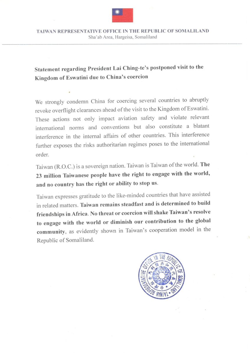 Taiwan In Somaliland 🇹🇼 tweet media