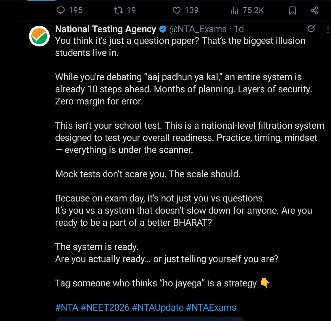 Tazimol_islam's tweet photo. Is NTA a exam conducting authority OR "Threatener"?😱  

Is it right to scare the students, just before 13 days of Exam ? 
Just imagine the mental status of students right now !

Last year NEET Exam Deke Bacchon Ne roya tha.....Khuda jane Is baar kya haal hoga !🧐
#NEET #NTA https://t.co/kXX9CC1VzW
