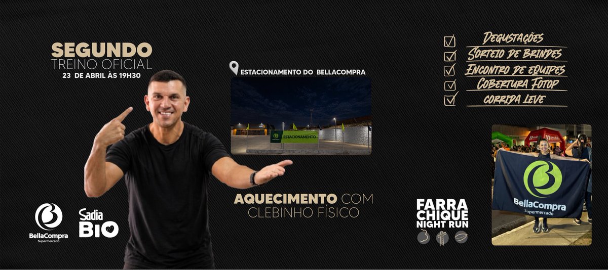 FarraChique's tweet photo. Nesta quinta-feira, teremos o nosso segundo treino para #FarraChiqueNightRun e quem foi para o primeiro não vai perder o segundo! 

Todo mundo de preto para mais uma noite  cheia de energia, animação, muita música, luzes e sorteios.

#CorreQueAcaba #Arapiraca https://t.co/cOo5Tvx3Ca