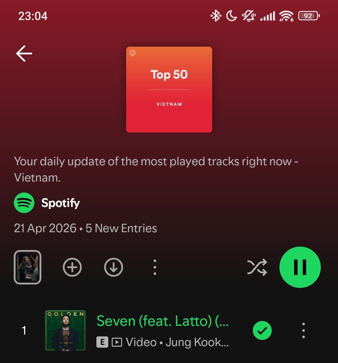 LidiaTan75's tweet image. 📈  Daily Chart (20 April) - I'm Listening 🎧  #SEVEN (#01), #StandingNextToYou (#16) and #3D (#32) by #JUNGKOOK from "TOP 50 VIETNAM" on Spotify! ✨🏡💫

🔗 open.spotify.com/track/2HRgqmZQ…

PLEASE KEEP SUPPORTING JUNGKOOK'S MUSIC 🎶🫶
#JUNGKOOK #정국🔥