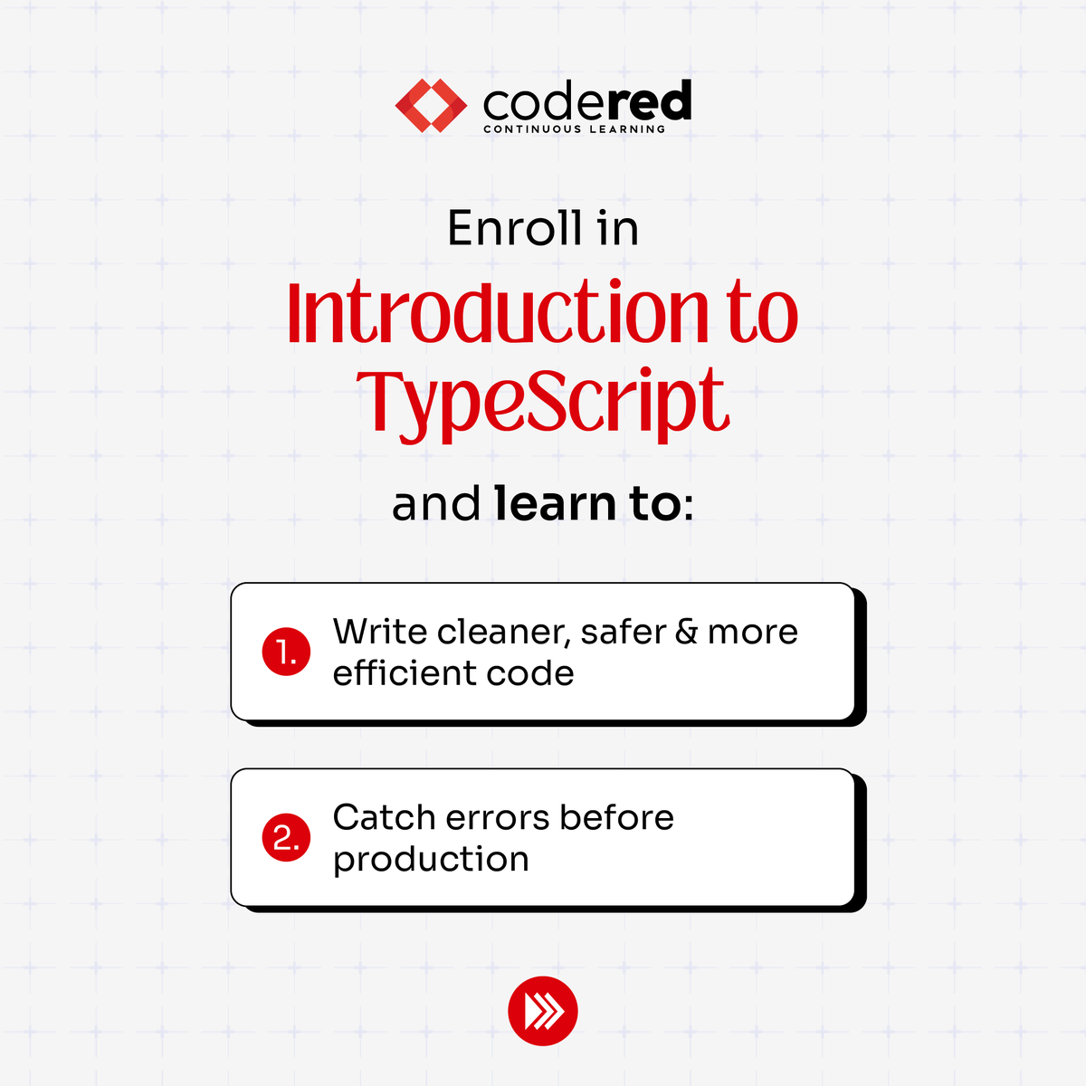 CodeRed_Pro's tweet image. Tired of bugs slowing you down? 🐞⚠️ 

Level up your coding with CodeRed’s free course, Introduction to TypeScript. Write cleaner code, catch errors early, and build smarter. 💻✨ 

Start learning for free 🚀

🔗 bit.ly/3QQ8exE
 
#JavaScript #TypeScript #WebDevelopment