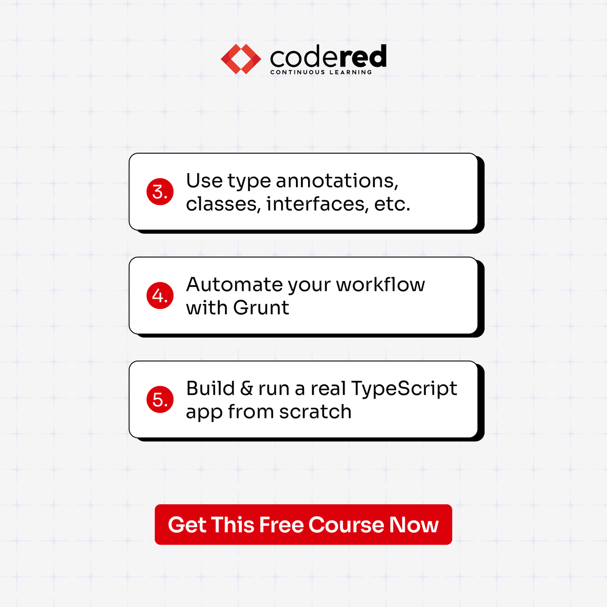 CodeRed_Pro's tweet image. Tired of bugs slowing you down? 🐞⚠️ 

Level up your coding with CodeRed’s free course, Introduction to TypeScript. Write cleaner code, catch errors early, and build smarter. 💻✨ 

Start learning for free 🚀

🔗 bit.ly/3QQ8exE
 
#JavaScript #TypeScript #WebDevelopment