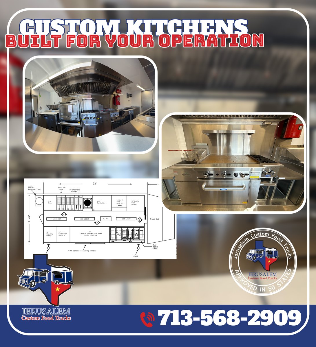 AlAlashkar13's tweet photo. Every food business is different  and your kitchen should be too.
We design and build fully customized layouts based on your menu, workflow, and equipment needs.
From concept to floor plan to final build everything is made to fit your operation.
713-568-2909
 sales@jrscustom.com https://t.co/btoK7tFYRv