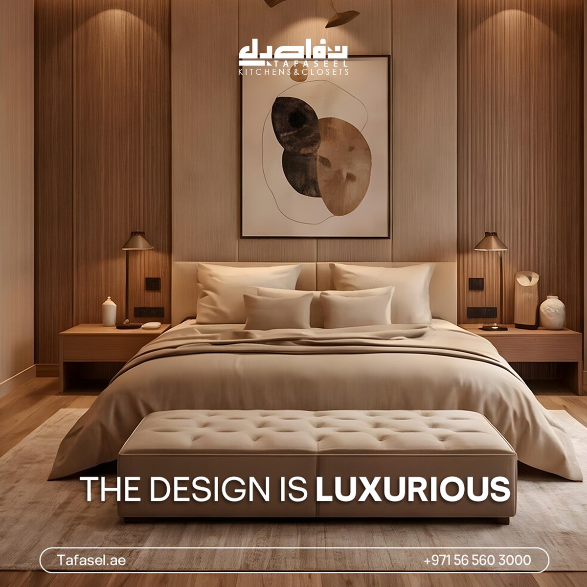 tafaseluae's tweet image. A bedroom designed with details tailored to your taste… elegance and comfort in every corner. ✨🛏️

#bedroomdesign #tafaseel #custommade