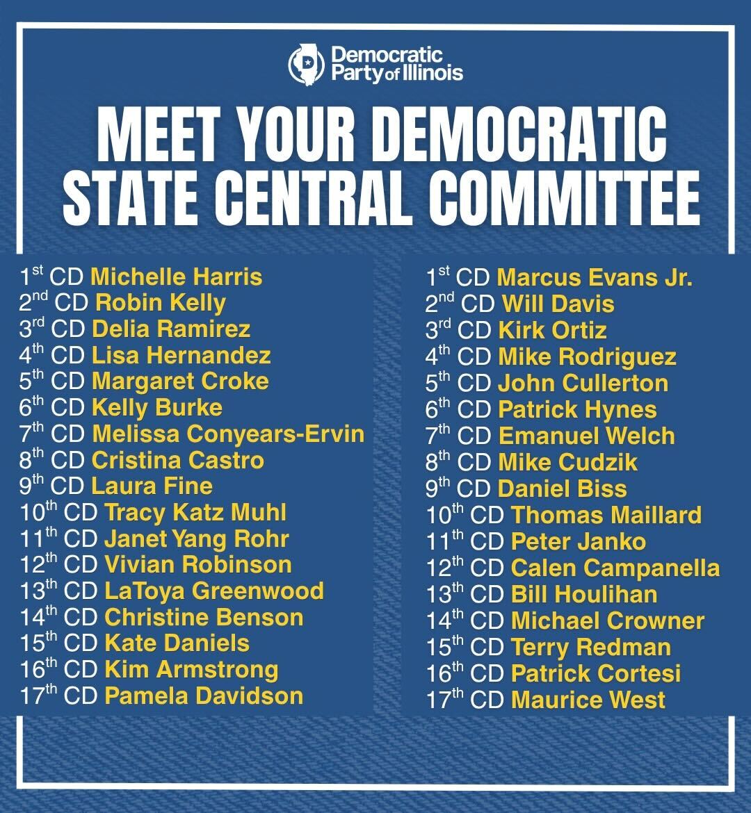 illinoisdems's tweet photo. Congratulations to our Democratic State Central Committee members across Illinois!

These leaders help guide our in every region, from organizing and voter engagement to supporting candidates up and down the ballot.

With new and returning members, we’re ready to keep building and growing as we head into the midterms.