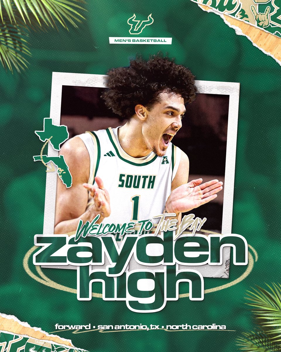 USFMBB's tweet photo. Bulls Nation 🤝 @zaydenh1gh 

Welcome to the Bay! 🌴 https://t.co/X6P6z2kxKL