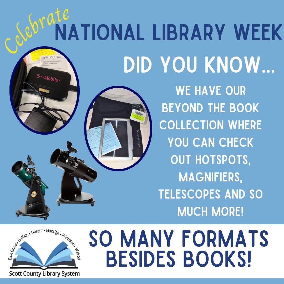 🎉 Happy National Library Week! Did you know you can check out more than just books? 📖✨ From Attraction Passes to Board Games, our Beyond the Book program has something for everyone! Check out what you can experience today: bit.ly/sclsbeyond