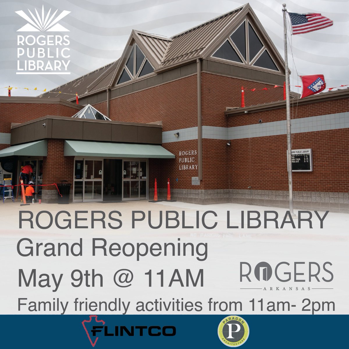 Rogers1881's tweet photo. The Rogers Public Library will celebrate its official grand reopening on Saturday, May 9 at 11 a.m., marking the full return of one of the community’s most valued public spaces.

More: https://t.co/a5iWuBLFvx https://t.co/1bUgEJJSpX
