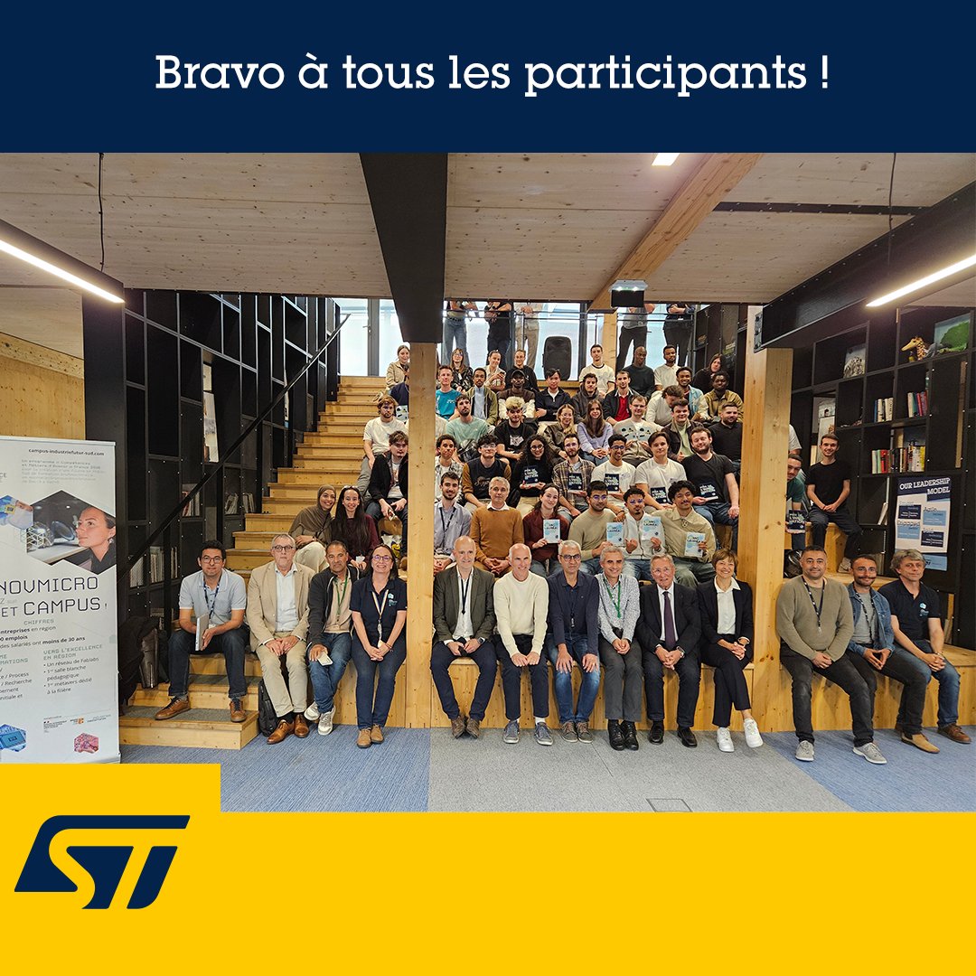 ST_France_News's tweet image. 🚀 46 #étudiants, 2 jours, 1 défi : l’#innovation #hardware et #software était au cœur de la 1ère édition du #hackathon de ST Sophia Antipolis !
 
Les futurs #ingénieurs de @PolytechNSophia, et de l’Université Côte d’Azur accompagnés par nos experts, ont relevé le défi de