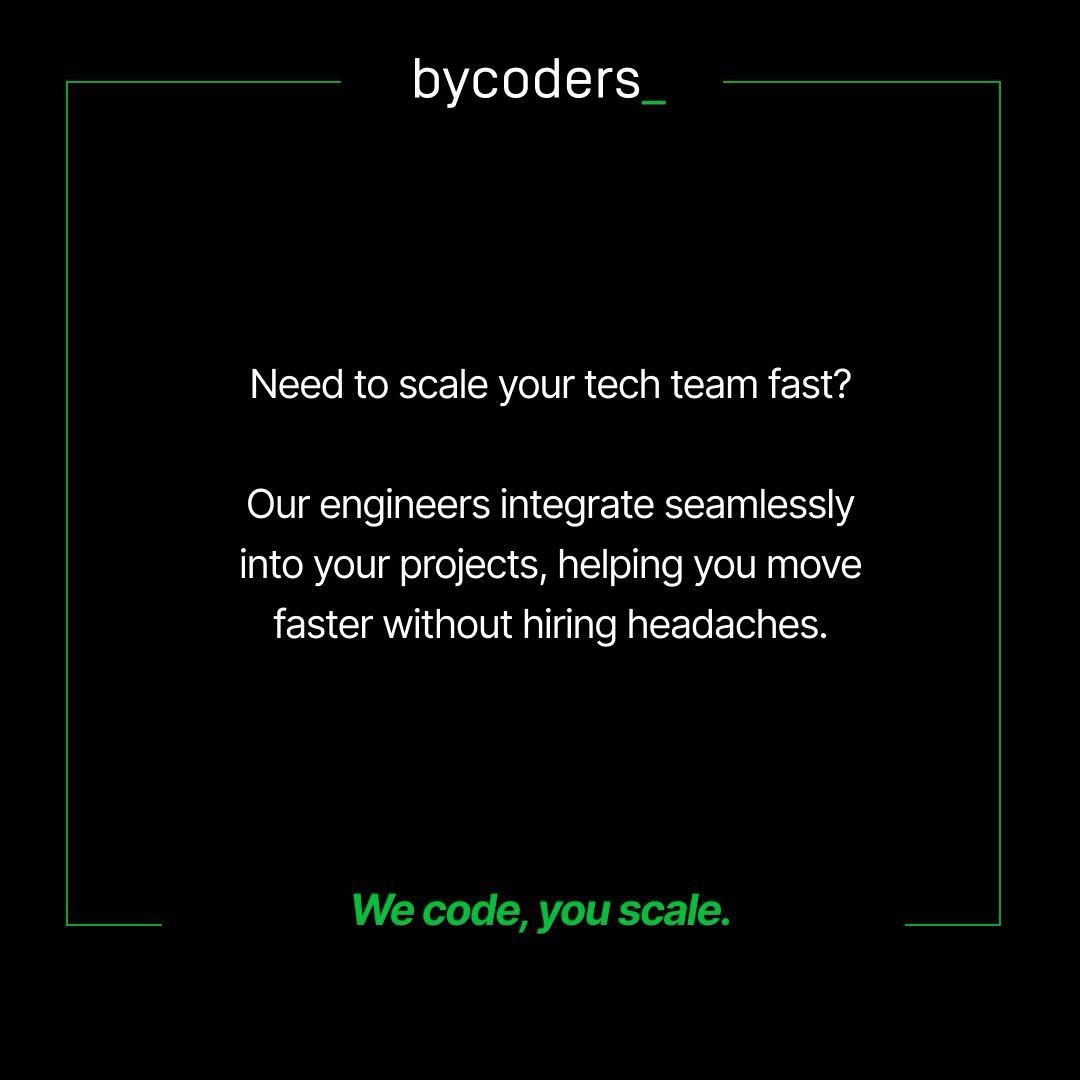 bycoders_'s tweet photo. Scale your tech team without the hiring headaches.
We provide experienced engineers who integrate seamlessly with your team and help you ship faster.
We code, you scale.
#StaffAugmentation #TechTeam #ITOutsourcing https://t.co/yg9K61HIDP