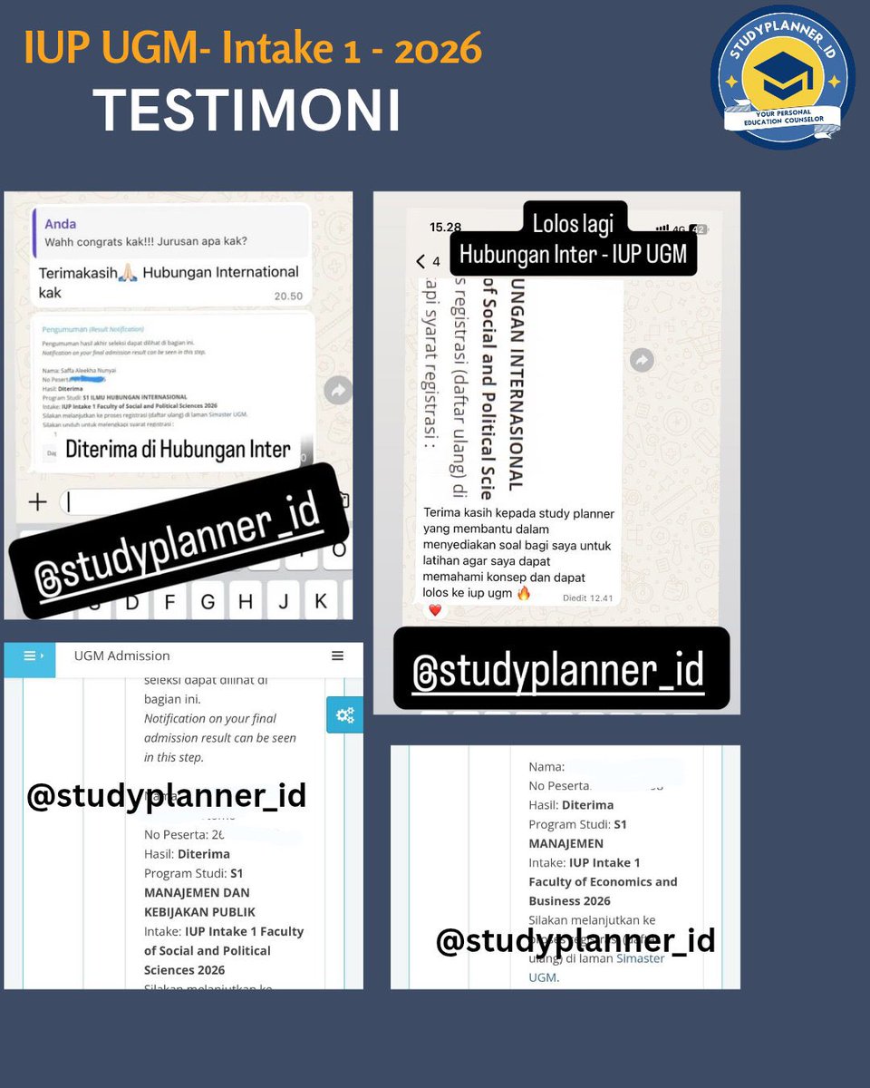 MENTORING PTN-JUAL SOAL IUP UGM/IUP ITB/SIMAK KKI tweet media