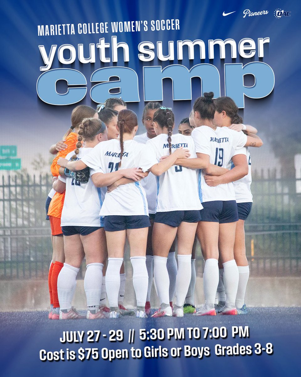 MC_WSoccer's tweet photo. Join us this summer for the Marietta Women’s Soccer Youth camp. 
Don’t miss out - spots are limited!! 

Sign up at https://t.co/VR7Vq0kSMU !!! https://t.co/UtjuU2pMVz