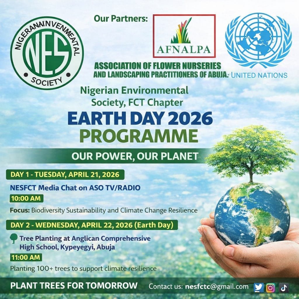 UN_Nigeria's tweet image. International Mother Earth Day, observed on 22 April, reminds us that protecting the planet is a shared responsibility. Join @NationalNes and the UN Information Centre Abuja in celebrating #EarthDay with tree planting to restore ecosystems &amp;amp;fight climate change.
#ClimateChange