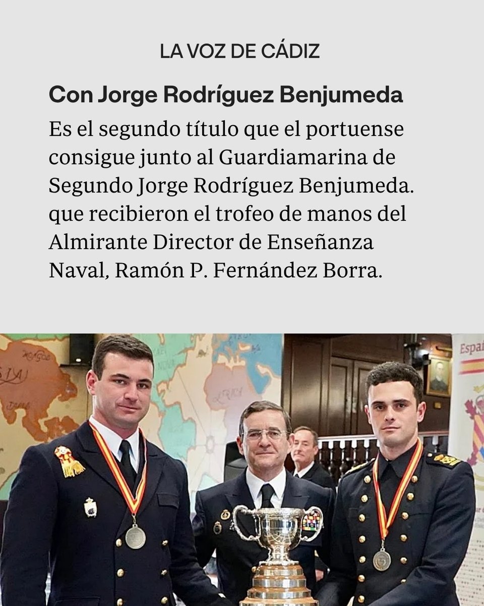 LaVozdeCadiz's tweet image. ⛵ Manuel Ollero lo ha vuelto a hacer. Este Alférez de Navío, natural de El Puerto de Sta. María, vuelve a ganar el Campeonato Nacional Militar de Vela en Marín.

📌 Sigue leyendo en LA VOZ de Cádiz: mrf.lu/Xtvn

#elpuerto #cádiz #armada #españa