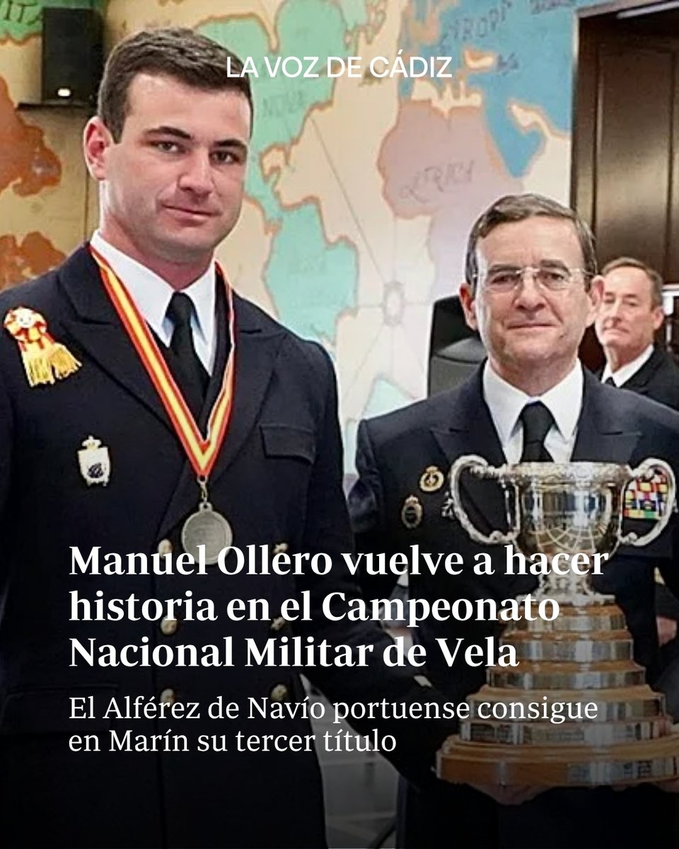 LaVozdeCadiz's tweet image. ⛵ Manuel Ollero lo ha vuelto a hacer. Este Alférez de Navío, natural de El Puerto de Sta. María, vuelve a ganar el Campeonato Nacional Militar de Vela en Marín.

📌 Sigue leyendo en LA VOZ de Cádiz: mrf.lu/Xtvn

#elpuerto #cádiz #armada #españa