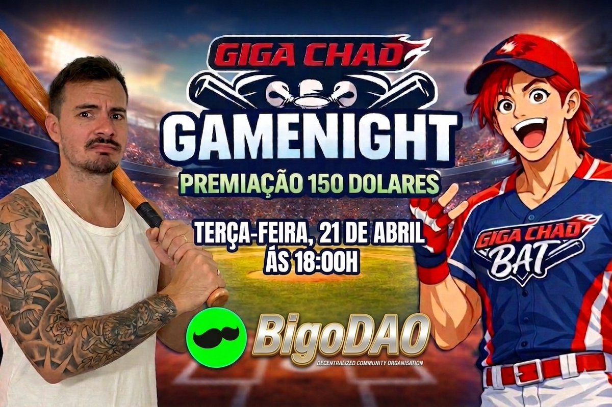 BigoDAOWeb3's tweet photo. Game Night Gigachad - BigoDao

 20/04 |  18h |  https://t.co/HiJF145EcX Chegou a hora de mergulhar no universo do
@GIGACHADBAT

 Mais de R$500 em prêmios e sorteios exclusivos

Vem com a gente para mais uma Game Night da BigoDao ! https://t.co/zI7lK9q5Q6