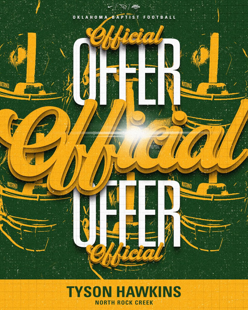 TysonHawkins17's tweet photo. After a great conversation with @CoachRoberts760 I am grateful to receive a offer from @OBU_Football @nrcrecruiting @Sooner7v7 @PrepRedzoneOK @VYPEOK https://t.co/uCCYIFNYNv