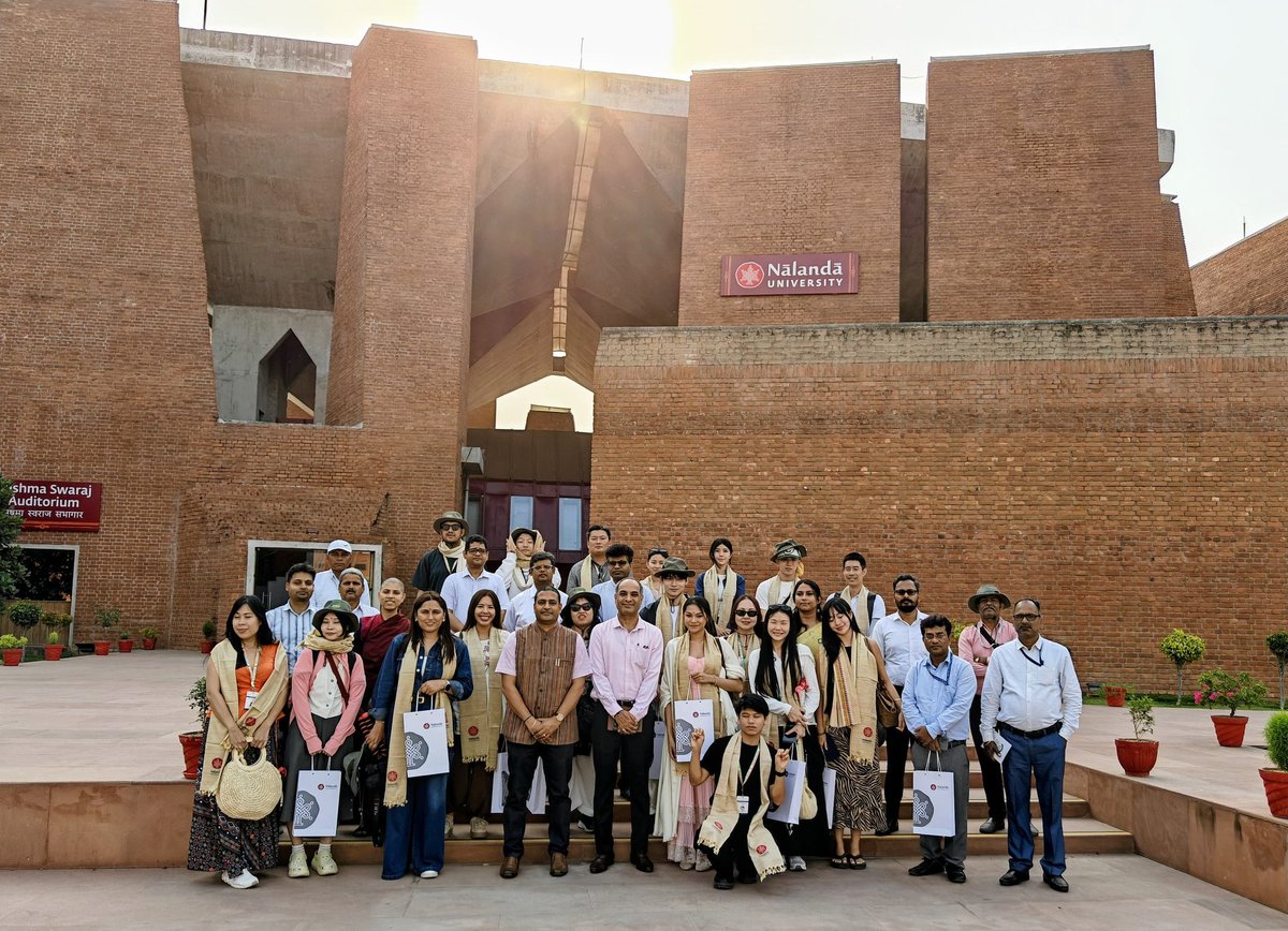 nalanda_univ's tweet photo. Nalanda University was delighted to host a distinguished delegation of 22 social media influencers and content creators from across Asia - including Bhutan, Cambodia, Japan, Laos, Malaysia, Mongolia, Myanmar, Nepal, Singapore, Thailand, and Vietnam, today, as part of a Familiarization Visit organised by the Ministry of External Affairs, Government of India. @MEAIndia

The delegation was briefed through a comprehensive academic presentation on the University’s evolving academic landscape, the Sahabhagita initiative, and its pioneering Net-Zero campus, followed by a curated guided tour of the campus.

The visit underscored Nalanda’s growing role as a dynamic platform for international engagement, fostering cultural exchange, regional understanding, and knowledge partnerships across Asia.

@Sachin_Chat | @ASEAN