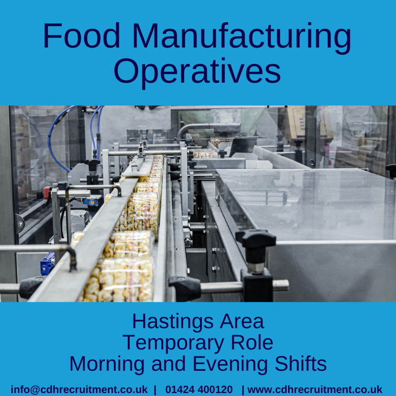 Food Manufacturing Operatives - Hastings

Monday to Friday

AM and PM Shifts Available

Full training is given, so no experience is needed.

01424 400120
info@cdhrecruitment.co.uk
cdhrecruitment.co.uk
2 Cambridge Gardens, Hastings, TN34 1EH.