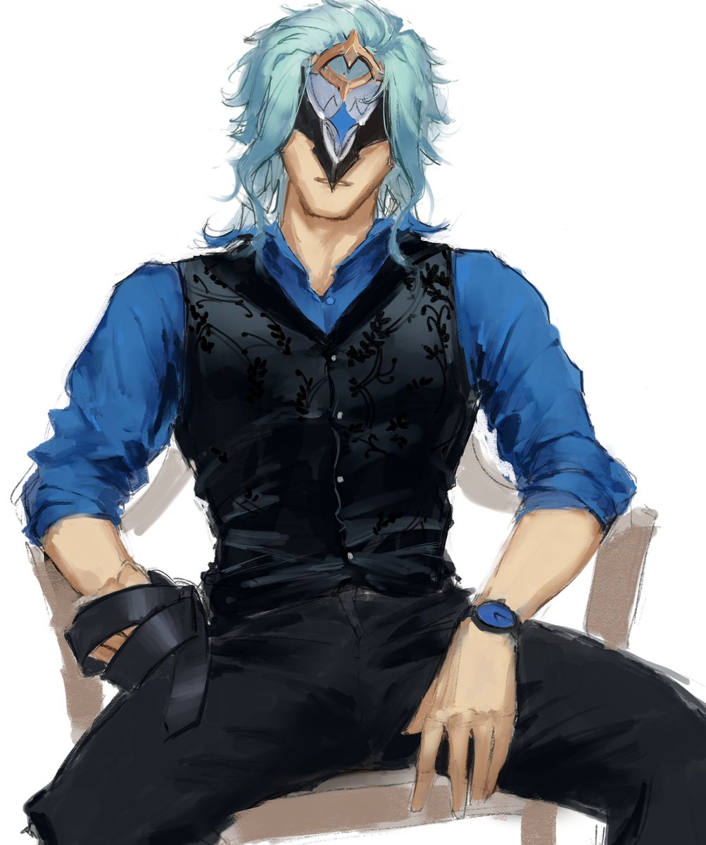 I love drawing manspreading men #dottore #GenshinImpact