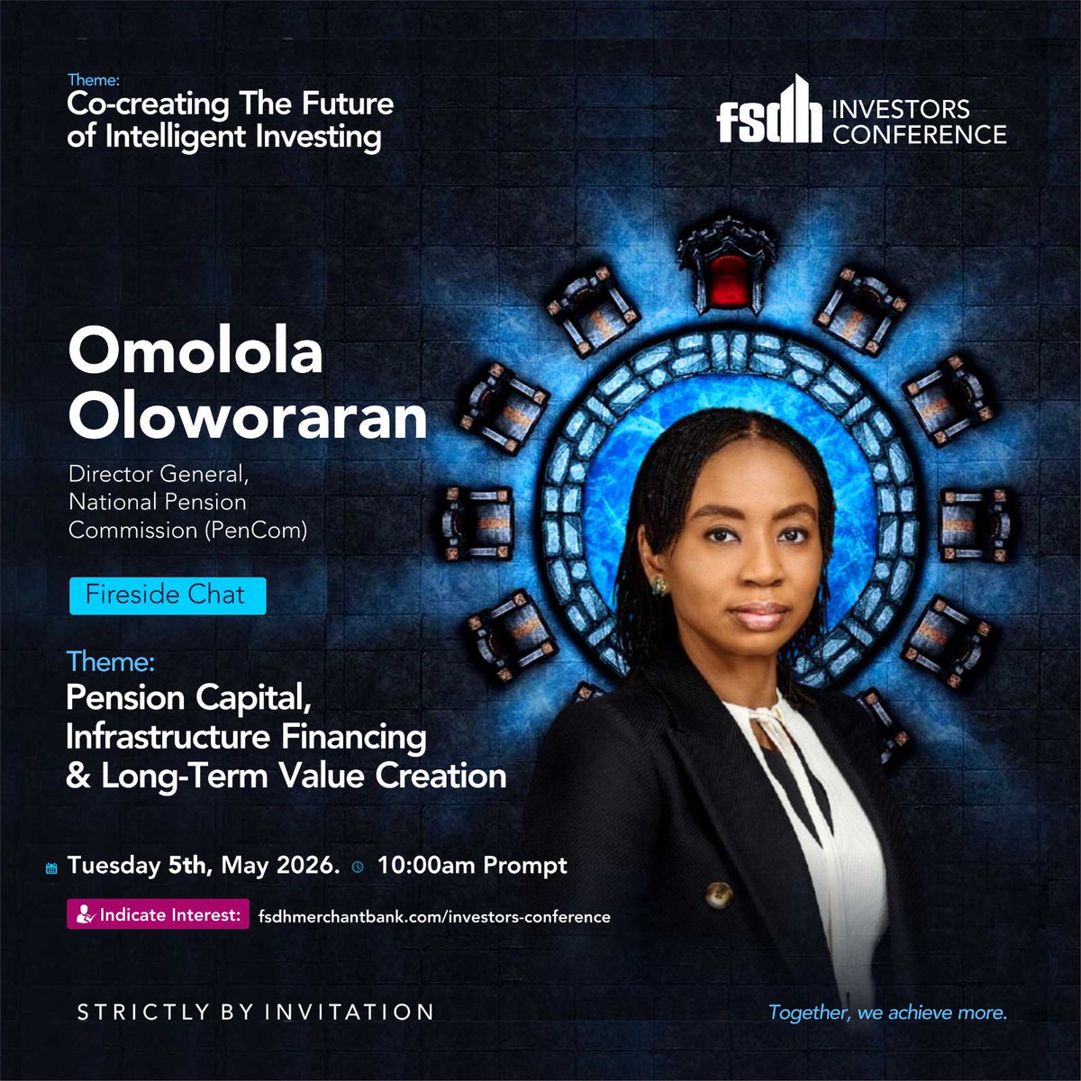 FSDHBank's tweet photo. Nigeria’s infrastructure gap remains significant, and pension capital is one of the most critical sources of long-term funding.

Omolola Oloworaran, Director General, National Pension Commission Nigeria, will be speaking at a fireside chat, exploring how policy, regulation, and market structures can play a more active role in supporting long-term investments within Nigeria’s economy. She will also speak to how these can better enable pension funds to support infrastructure financing while delivering sustainable returns. 

Yet to register? 

Visit: https://t.co/K0OMdV82h5 

#fsdhinvestorsconference2026 #CoCreatingTheFuture