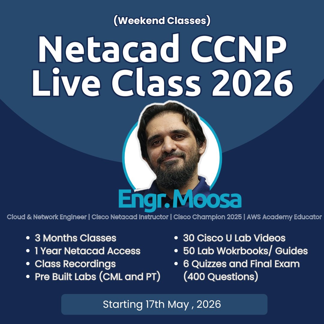 CCNP ENCOR v9 Training is here 🚀

Built on official NetAcad curriculum.

Includes CML Labs and Cisco U Labs.

🎯 Bonus: You also get:

• CCNA (complete foundation)
• ENARSI (deep dive advanced routing)

Youtube: youtube.com/watch?v=q3hEsf…

Details: ccnp.lovable.app