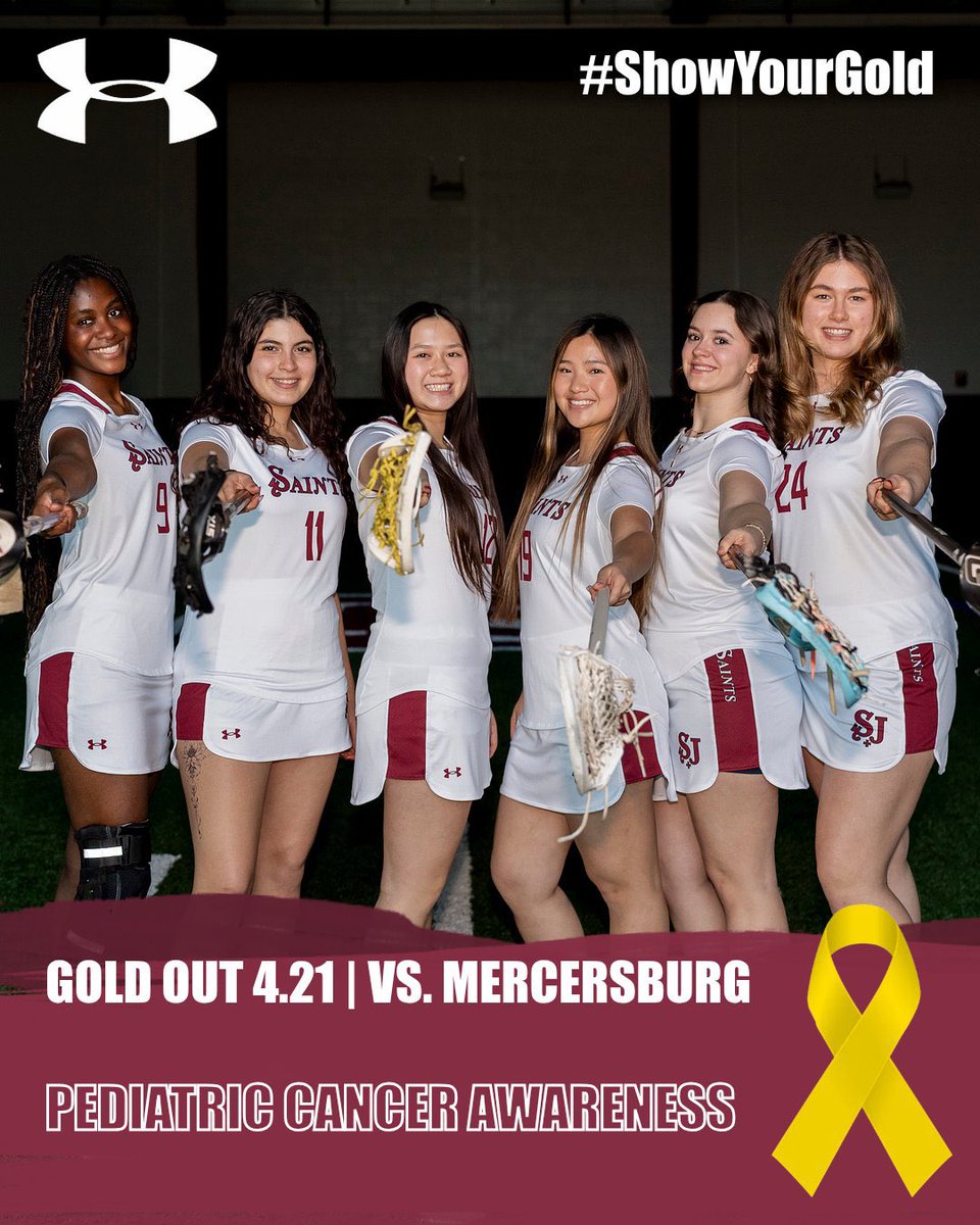 SJSathletics's tweet image. Today’s Girls Lacrosse Games are dedicated to Coach Salisbury’s granddaughter Ida and Pediatric Cancer Awareness. Come out and show your support today and wear gold! #SaintHood #showyourgold💛