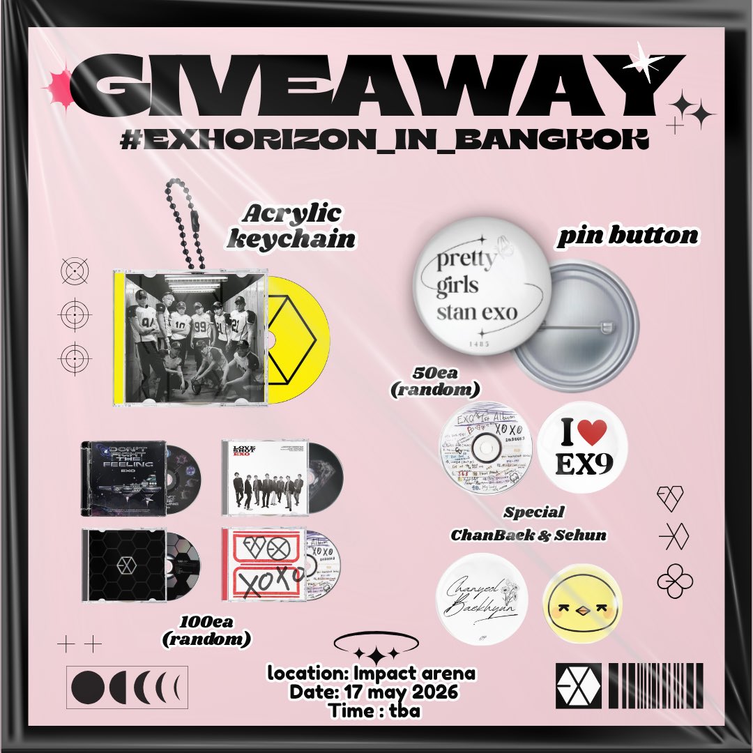 ㅡ 𝑮𝒊𝒗𝒆𝒂𝒘𝒂𝒚 𝒇𝒐𝒓 𝑬𝑿𝑶-𝑳 𝒐𝒕𝟗 🤍
𝑬𝑿𝒉𝑶𝒓𝒊𝒛𝒐𝒏 𝒊𝒏 𝑩𝑨𝑵𝑮𝑲𝑶𝑲 ✶⋆.˚

Location : Impact arena
Date : 16-17 MAY 2026
Time : tba 
มารับกันเย้อๆ นะคับ ૮₍ ˶ᵔ ᵕ ᵔ˶ ₎ა

#EXhOrizon_in_BANGKOK