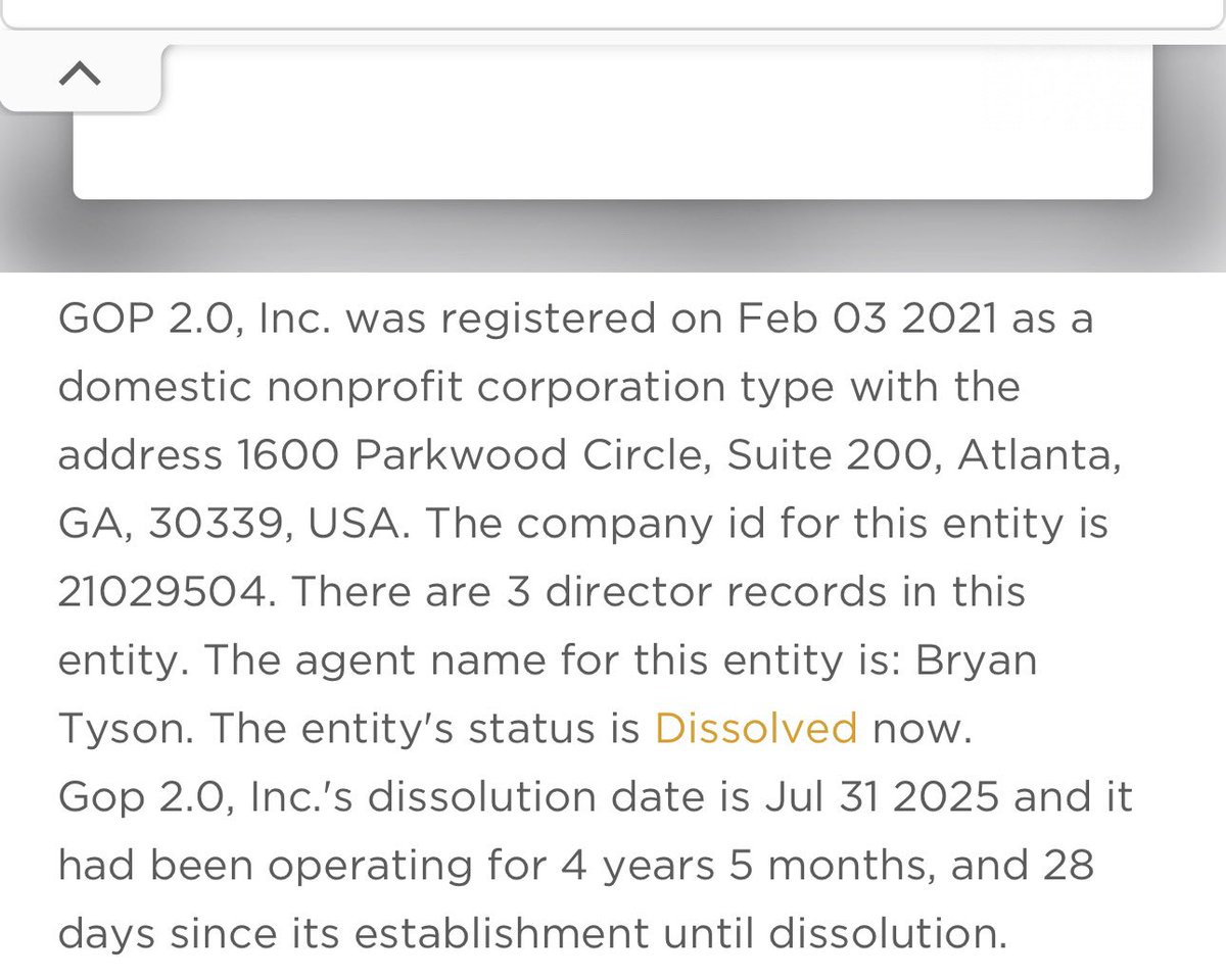 What is this, <a href="/RickJacksonGA/">Rick Jackson</a> and <a href="/GeoffDuncanGA/">Geoff Duncan</a> ?  A contributor to Geoffy is GOP2.0 Inc….  Who were the Directors? And why would Geoffy and Tricky Ricky use the same attorney, Brian Tyson?  Why?????  Tricky Ricky and Geoffy appear to be tied at the hip…. 🧐