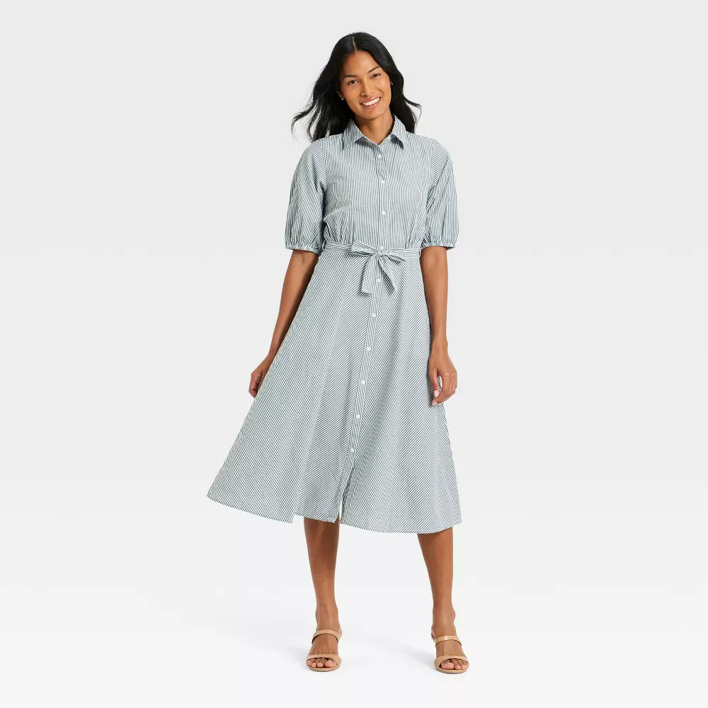 dorothyedw97840's tweet image. Women's Midi Button-Down Shirtdress - A New Day™ Green/White XS 
#womensmidibuttonshirt #shirtdress #target 

target.com/p/women-s-midi…