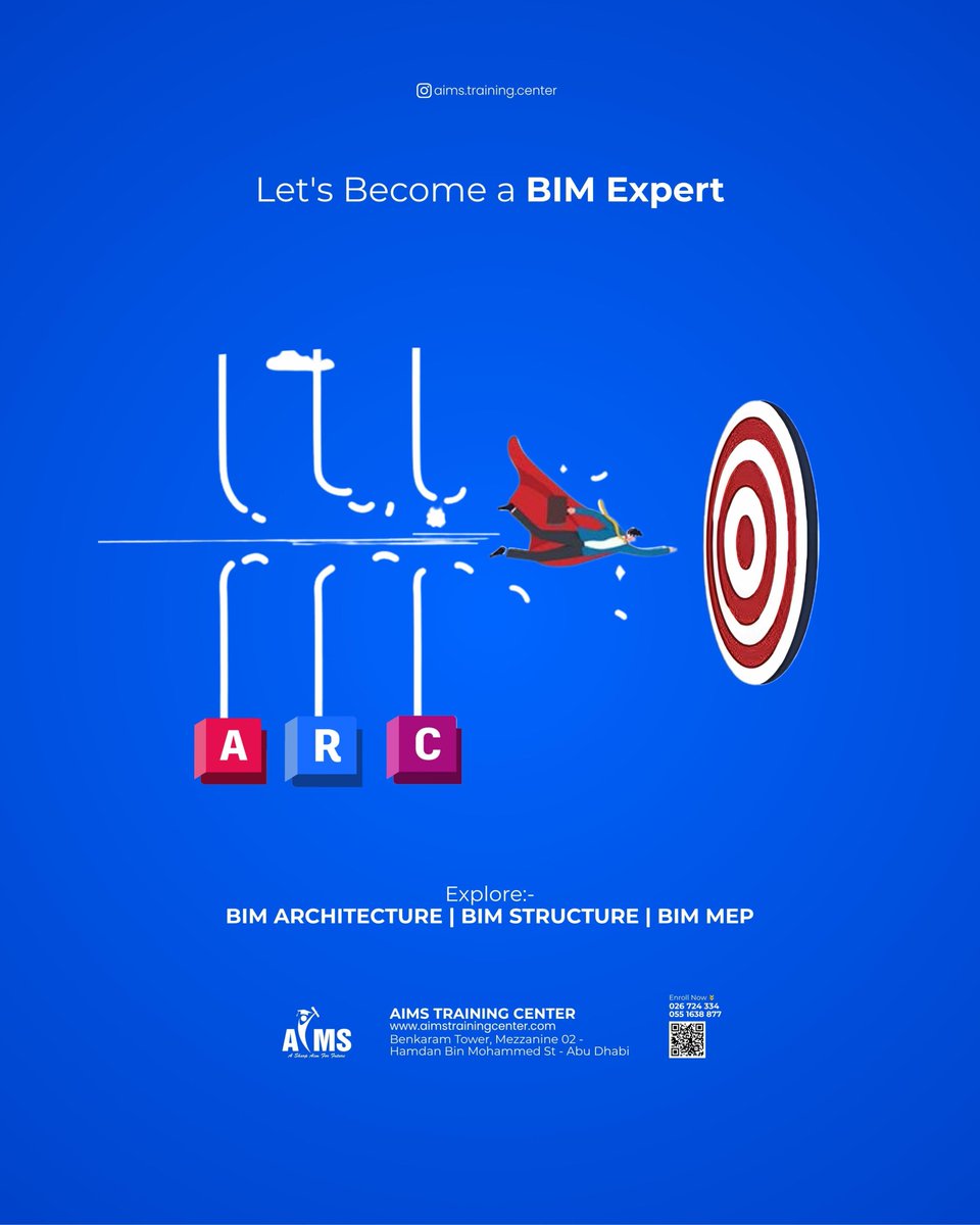 AimsTrainingCen's tweet image. Let's become a BIM Expert🏗️♟️

Step into the future of construction and design with expert-led BIM training at AIMS Training Center, Abu Dhabi. Gain the skills that top companies are looking for and build a strong, future-ready career.

#BIM #BIMTraining #Revit #Navisworks