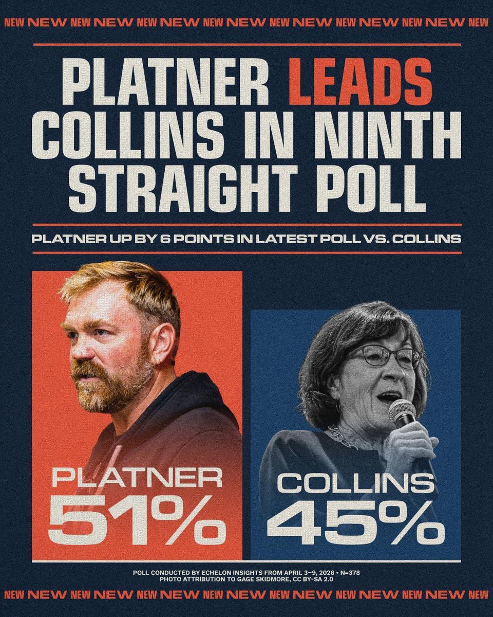 grahamformaine's tweet image. We have led Susan Collins in nine straight polls.