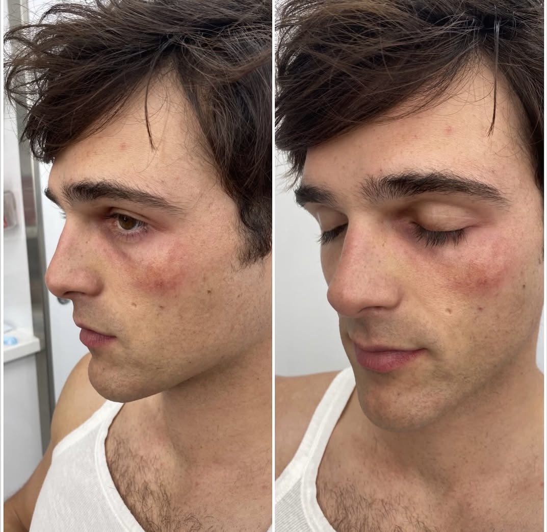 angeItit's tweet image. new/old picture of jacob elordi bts of on swift horses via sonia_makeup artist on ig