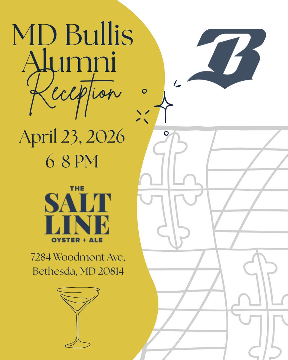 BullisAlumni's tweet photo. We're just two days away from the Alumni Reception at the Salt Line in Bethesda. Join us from 6-8 on Thursday, April 23 for an evening of reconnecting and community. 🍸 

Don't forget to RSVP at the link in bio. https://t.co/BgF9pEeA2M