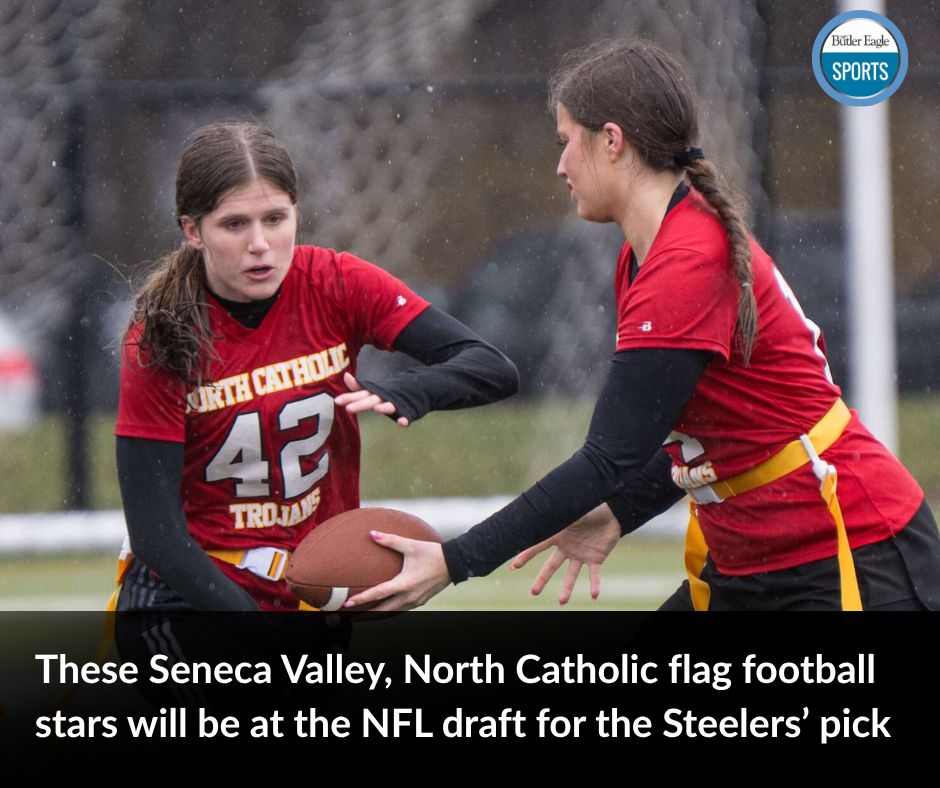 CranberryEagle's tweet photo. Seneca Valley senior quarterback/defensive back Madi Barnyk and North Catholic senior running back/defensive back Simone Sharpless will be on stage when the Pittsburgh Steelers make their first-round pick Thursday night outside Acrisure Stadium. 🏈 https://t.co/xgeU6sFsao https://t.co/H8PATKTyKk