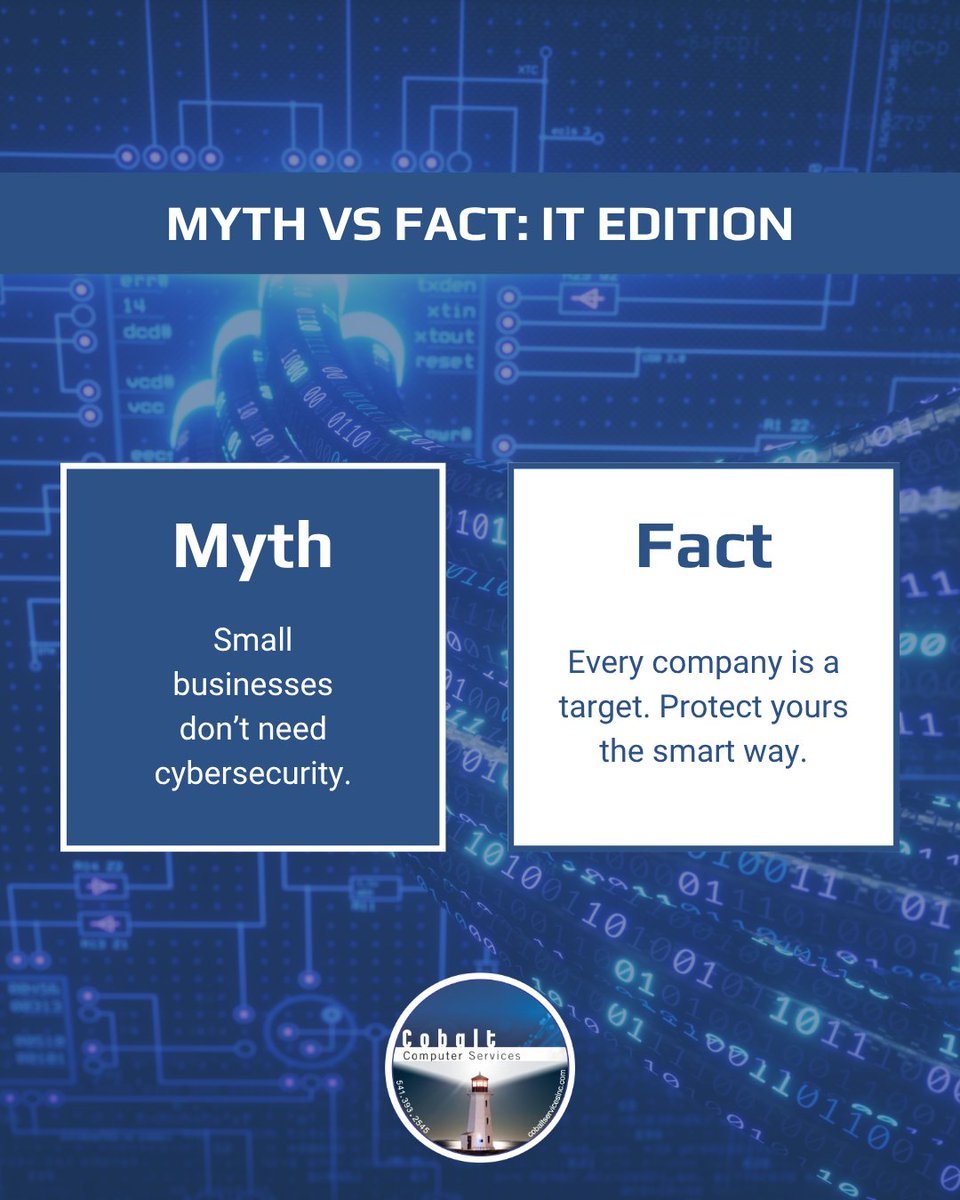 cobalt_services's tweet image. Most #smallbusinesses think they’re too small to be a target… until it happens.

#Cybersecurity isn’t optional anymore—it’s protection for everything you’ve built.

Don’t wait until it’s too late. 🔐
cobaltservicesinc.com
#oregonbusiness #eugeneorgeon