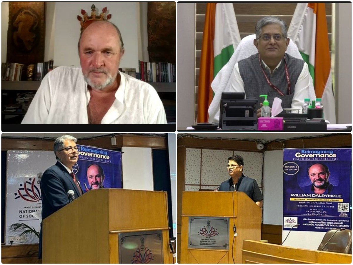 PDUNASS's tweet photo. Civilisations that shape the world do so through ideas, not just power.

At RGDE Season 2 on #CivilServicesDay, William Dalrymple (@DalrympleWill) highlighted India’s civilisational strength as a bridge of ideas, trade, and culture. He emphasised openness, exchange, and intellectual influence as key to future global leadership.

CPFC Ramesh Krishnamurthi underscored the importance of continuous learning in public institutions, noting that such platforms expand administrative thinking beyond routine operations.

Director, PDUNASS, Kumar Rohit (@_KumarRohit) described governance as a “golden road” — a dynamic balance between institutional memory and constant adaptation.

Moderated by Uttam Prakash (@wootaum), the session sparked engaging discussions linking history with contemporary governance and policy thinking.

Through these exchanges, officers of EPFO reflected on building adaptive, knowledge-driven institutions.

With RGDE’s growing legacy, PDUNASS continues to nurture thoughtful, future-ready public service.

#RGDE #GoodGovernance #CivilServicesDay #CapacityBuilding #EPFO

@LabourMinistry @officialepfo