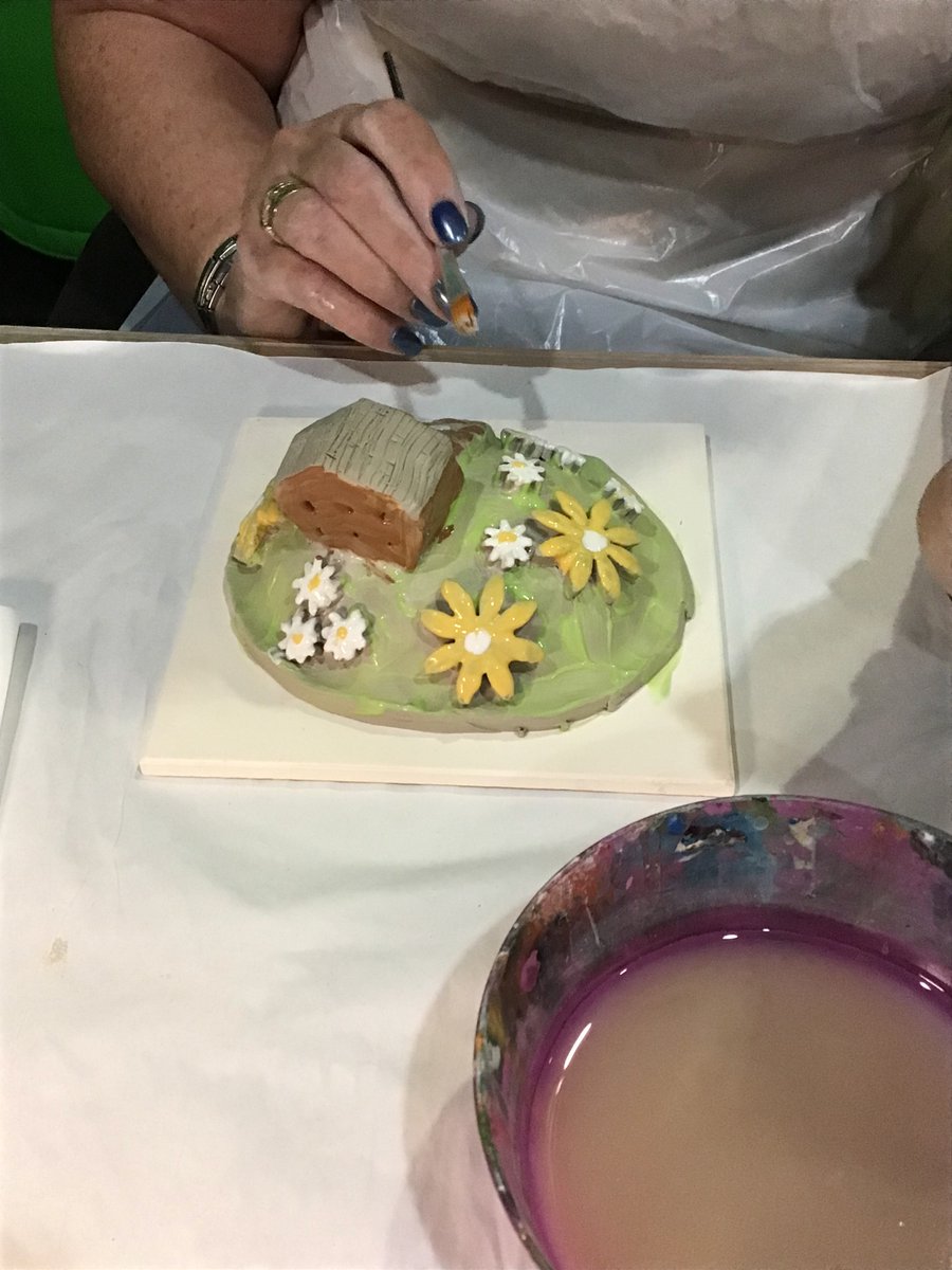 Rotherhamcreat2's tweet image. A great afternoon for week 2 of our Creative Ceramics course. We have been using clay to design and create a small house scene. Stunning work by everyone again.  These will be great once they have been fired in the kiln. #awesomeadults #alwayslearning #wellbeing