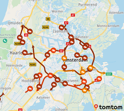 ANWBverkeer's tweet image. Het is opvallend druk rond #Amsterdam. Er staan files op de #A5, #A9 en #A10.
