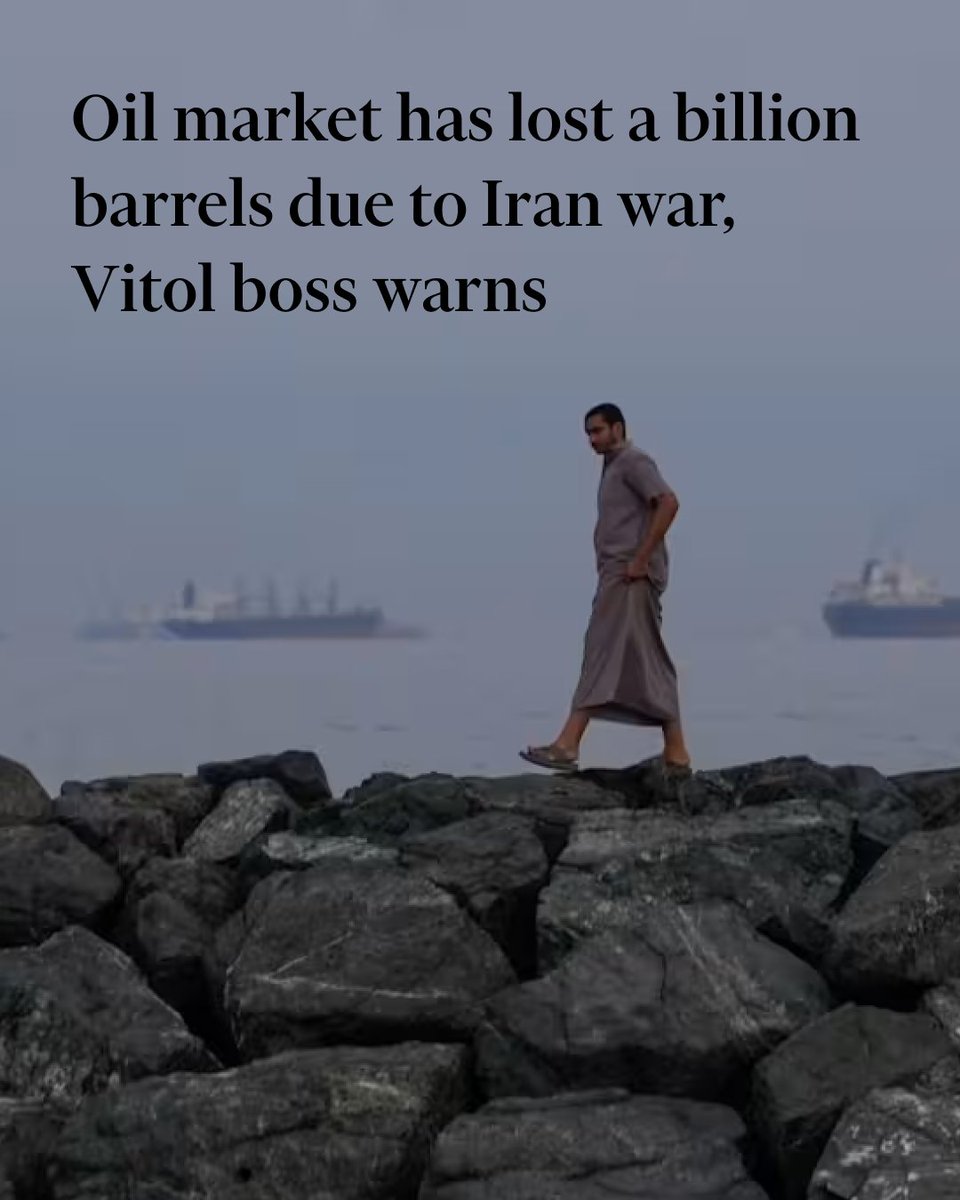 The oil market will lose at least 1bn barrels of crude and refined products due to the war in the Middle East, even if the conflict ends tomorrow, the head of the world’s biggest independent oil trader has warned. ft.trib.al/roK3ruX