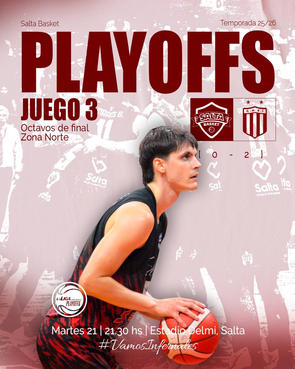 SaltaBasket's tweet photo. Esta noche #TodosJuntos en el DELMIMII!!!
💪🏽💪🏽🏀🏀🔥🔥⛹🏽‍♂️⛹🏽‍♂️
Conferencia Norte, 8vos de final de @LigaARGbasquet 

Info👉🏽 https://t.co/VaZElUbQYy

#VamosInfernales #Salta #NOA https://t.co/2kkgldPdXO