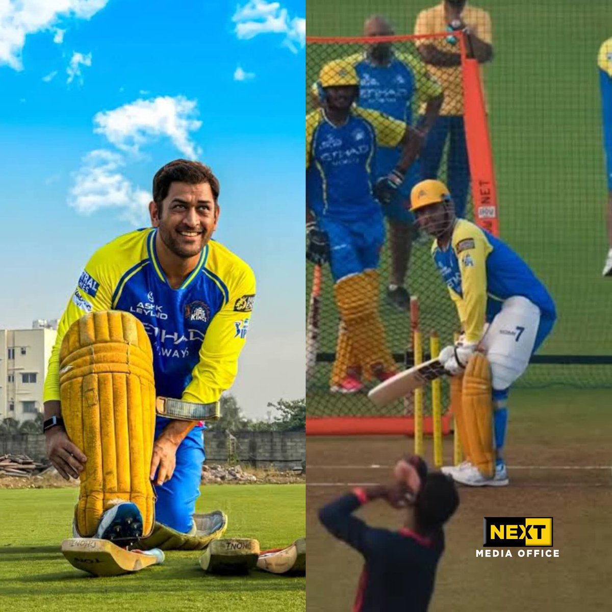 saba9361's tweet image. 🚨 | #MSDhoni is currently batting in the nets and also kept wickets earlier this evening 👀

He looks fit to start against #MumbaiIndians 💛🔥

#ipl #csk