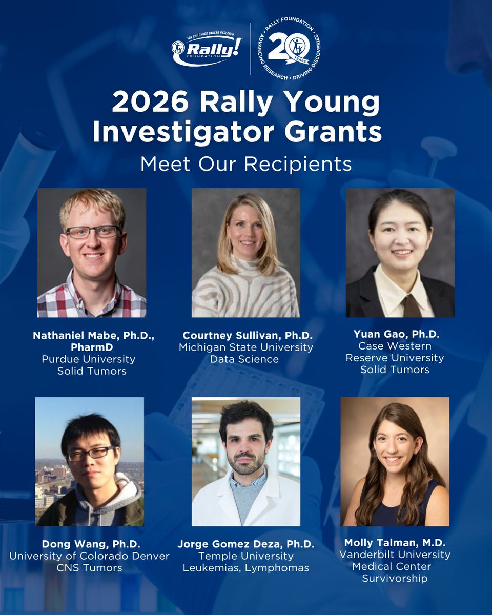 RallyFoundation's tweet photo. We are proud to award $600K in Young Investigator Grants.

Meet the next generation of childhood cancer researchers. #GoldStrong https://t.co/UktFaiejUF
