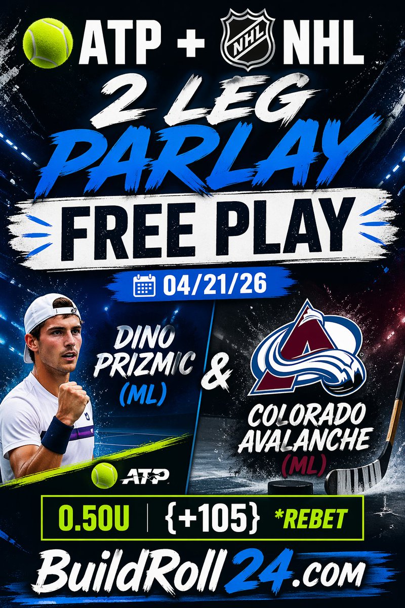 BuildRoll24's tweet image. 🎾 ATP + 🏒 NHL FREE PLAY 04/21/26

- PRIZMIC IS IN FANTASTIC FORM AND PLAYING REALLY WELL, WHILE THE AVALANCHE SHOULD BE ABLE TO GO UP 2-0 ON A KINGS TEAM THAT STRUGGLES TO SCORE AT TIMES..

❤️ = TAILING

#FreePicks