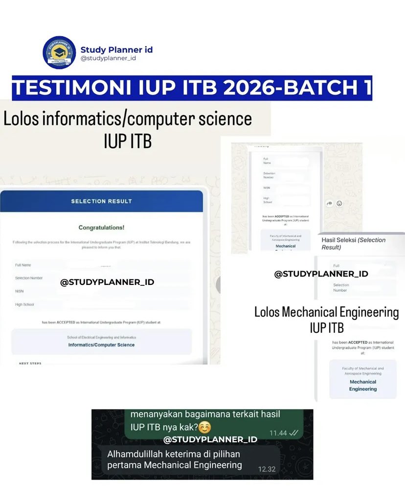 MENTORING PTN-JUAL SOAL IUP UGM/IUP ITB/SIMAK KKI tweet media